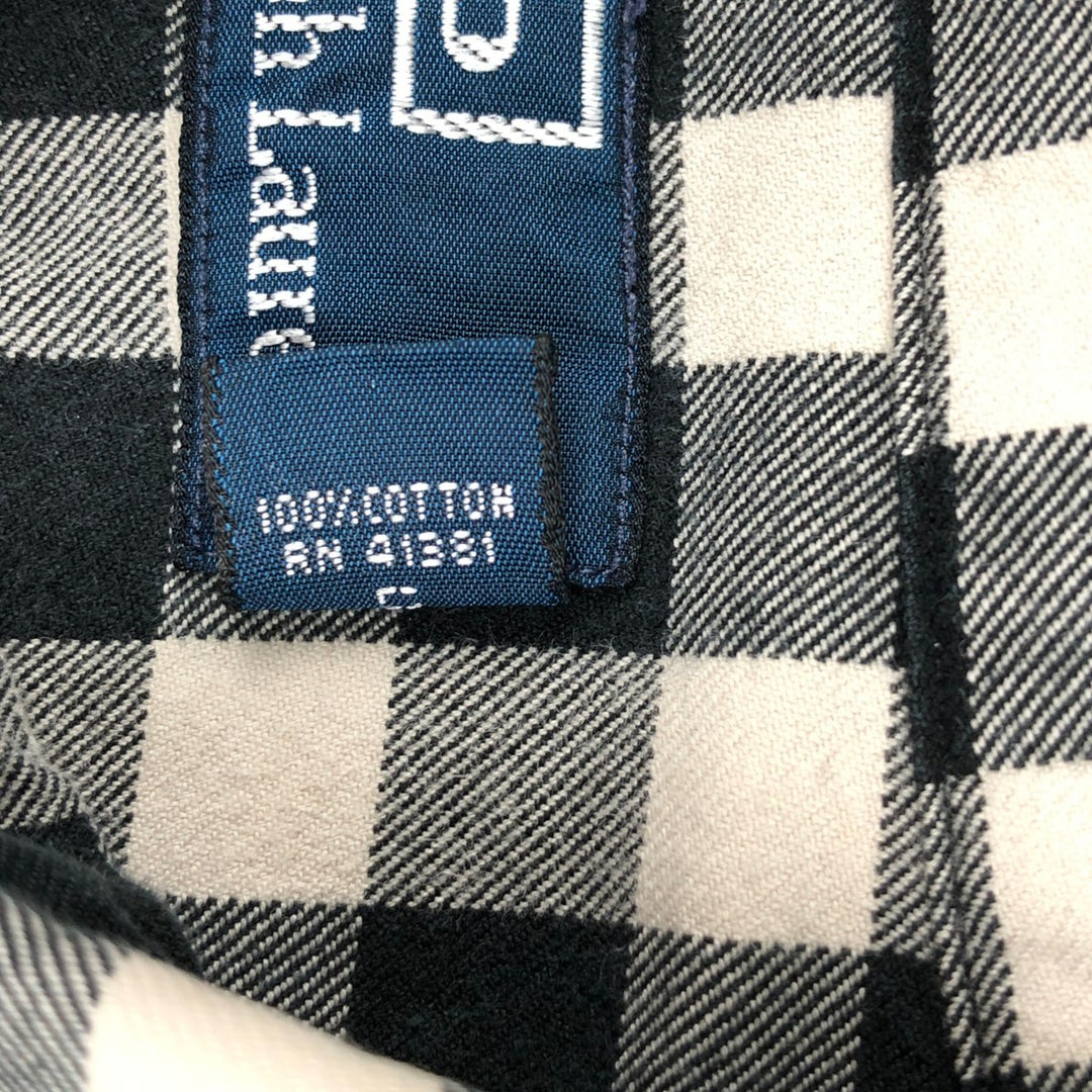 Ralph Lauren POLO by Ralph Lauren gingham check long-sleeved cotton check shirt, men's size XL cotton black type Vintage Second Hand