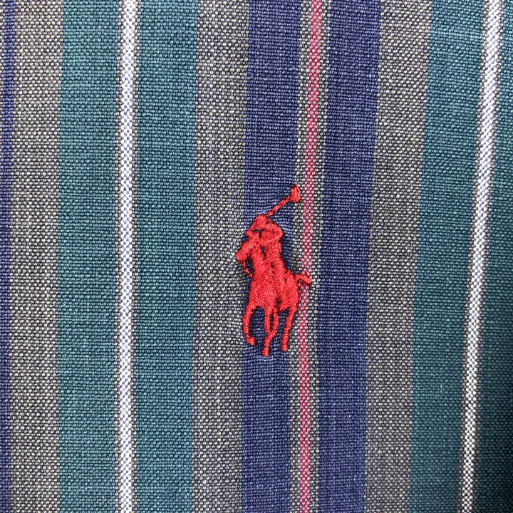 Ralph Lauren Multi-Stripe Long Sleeve Button-Down Striped Shirt, Men's Size L cotton navy blue type Vintage Second Hand