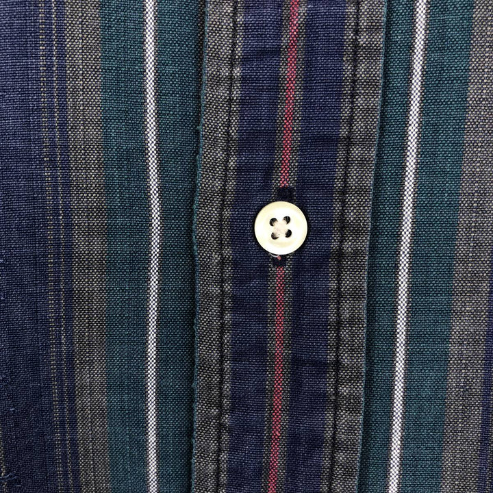 Ralph Lauren Multi-Stripe Long Sleeve Button-Down Striped Shirt, Men's Size L cotton navy blue type Vintage Second Hand