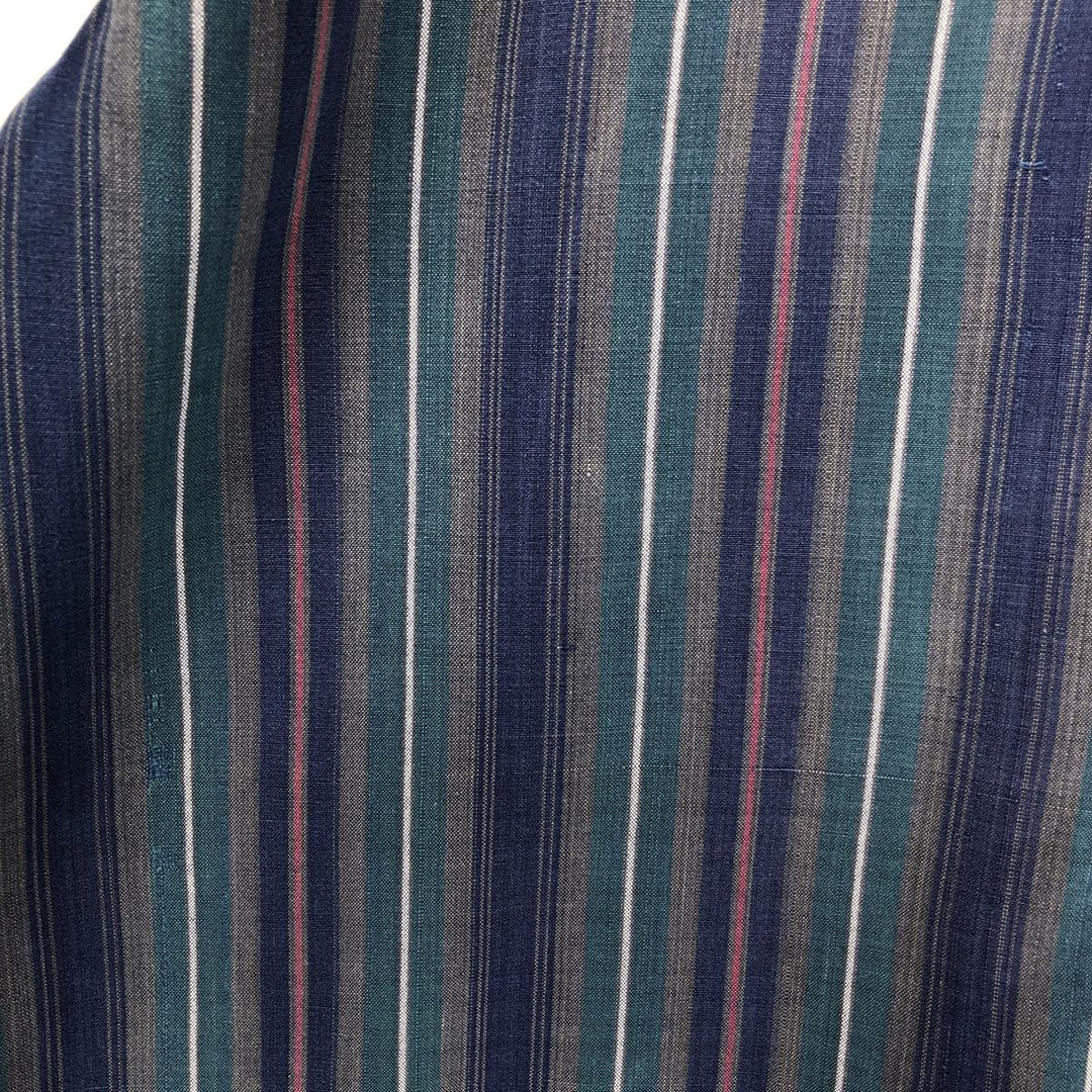 Ralph Lauren Multi-Stripe Long Sleeve Button-Down Striped Shirt, Men's Size L cotton navy blue type Vintage Second Hand