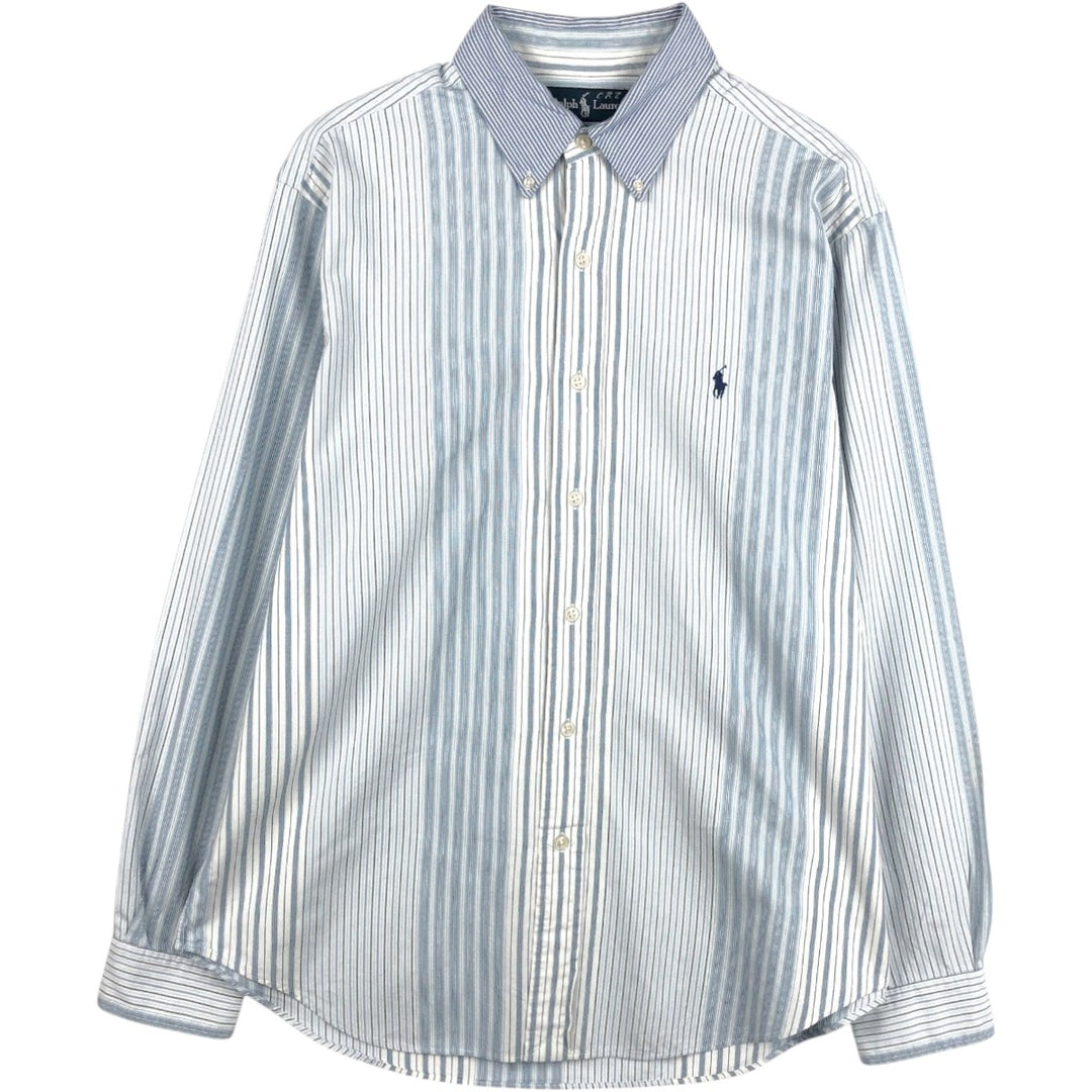 Ralph Lauren Classic Fit Multi-Stripe Long Sleeve Button-Down Striped Shirt, Men's Size L cotton Blue type light blue Vintage Second Hand