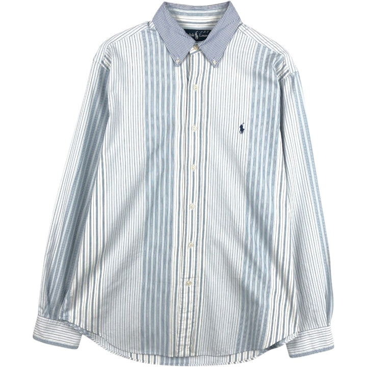 Ralph Lauren Classic Fit Multi-Stripe Long Sleeve Button-Down Striped Shirt, Men's Size L cotton Blue type light blue Vintage Second Hand