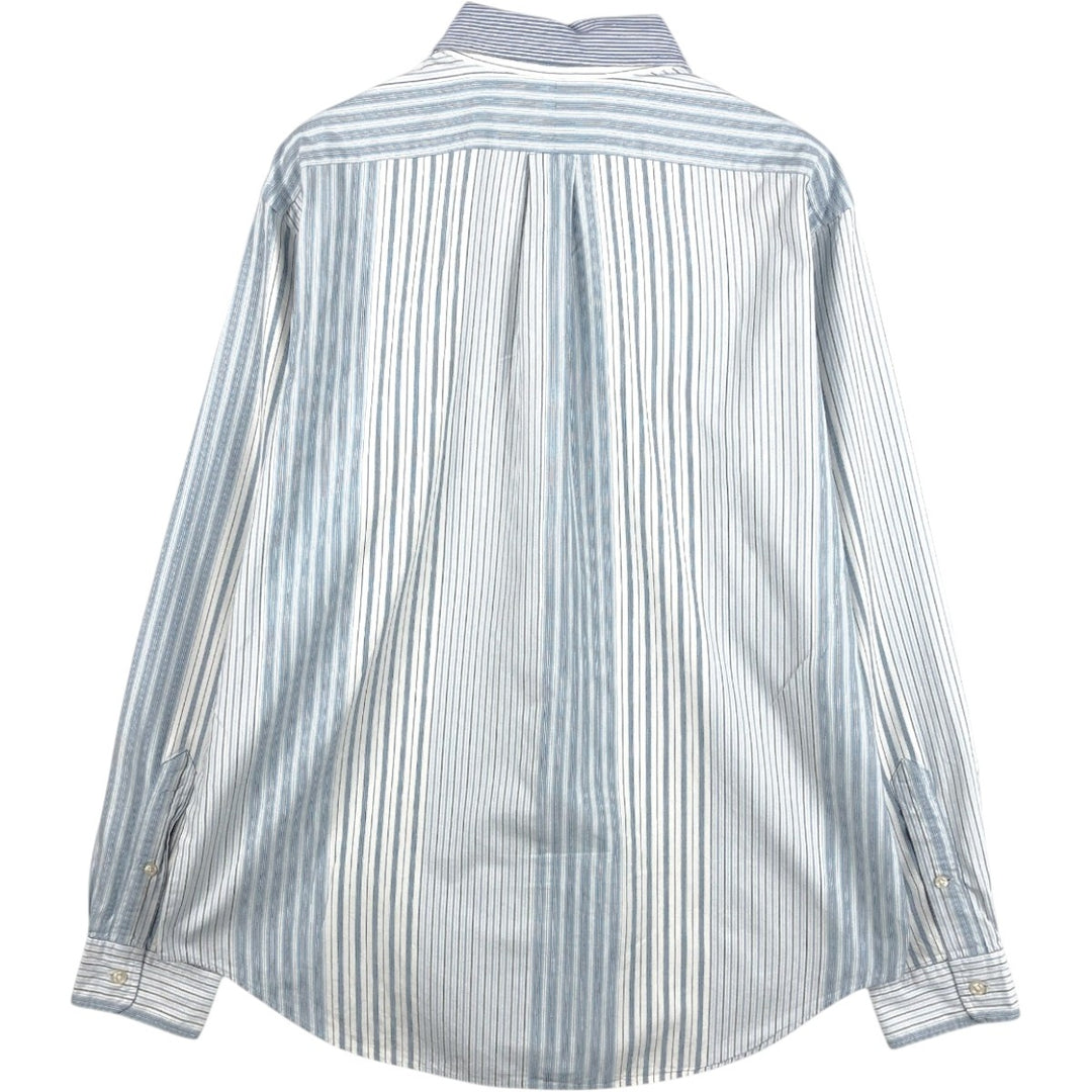 Ralph Lauren Classic Fit Multi-Stripe Long Sleeve Button-Down Striped Shirt, Men's Size L cotton Blue type light blue Vintage Second Hand