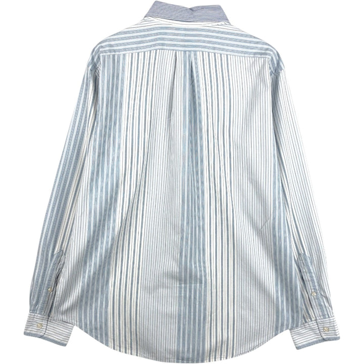 Ralph Lauren Classic Fit Multi-Stripe Long Sleeve Button-Down Striped Shirt, Men's Size L cotton Blue type light blue Vintage Second Hand