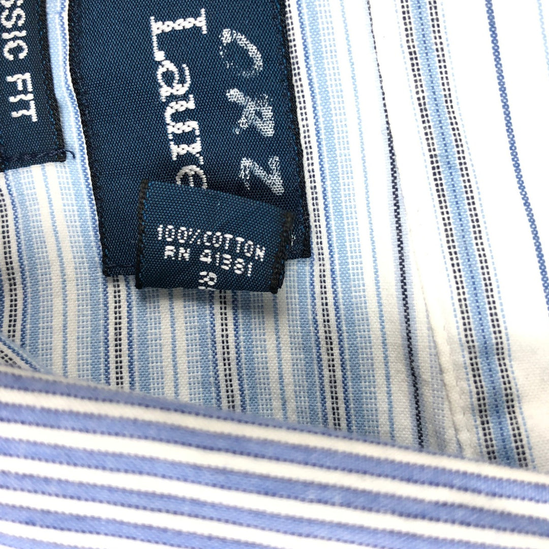 Ralph Lauren Classic Fit Multi-Stripe Long Sleeve Button-Down Striped Shirt, Men's Size L cotton Blue type light blue Vintage Second Hand