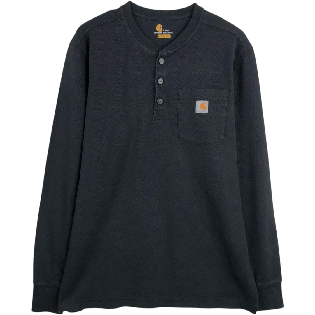 Carhartt Henley Neck Thermal Long Tee, Honeycomb, Men's Size L cotton black type Vintage Second Hand