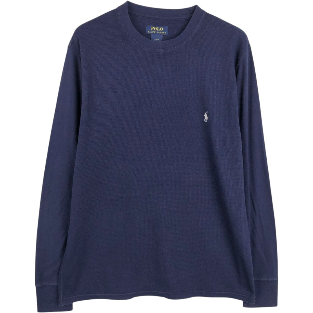 Ralph Lauren POLO RALPH LAUREN Thermal Ron T-shirt Honeycomb Men's L size cotton navy blue type Vintage Second Hand