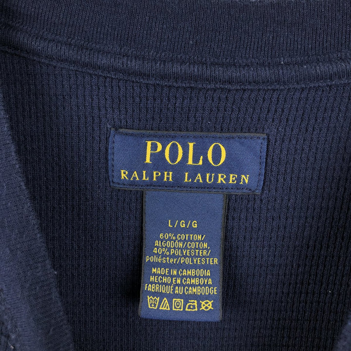 Ralph Lauren POLO RALPH LAUREN Thermal Ron T-shirt Honeycomb Men's L size cotton navy blue type Vintage Second Hand