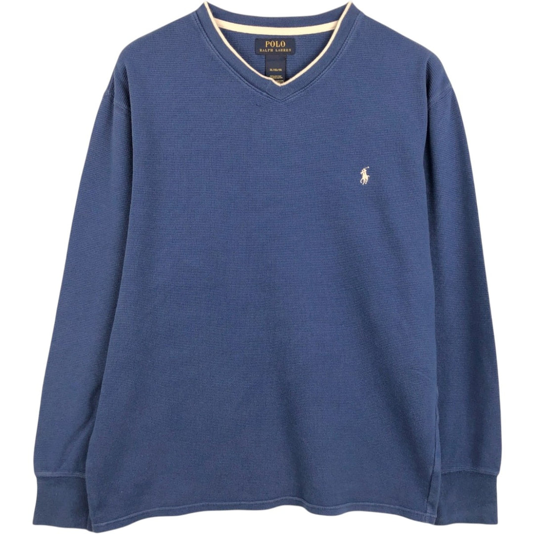 Ralph Lauren POLO RALPH LAUREN Thermal Long T-shirt Waffle Men's XL cotton blue type Vintage Second Hand