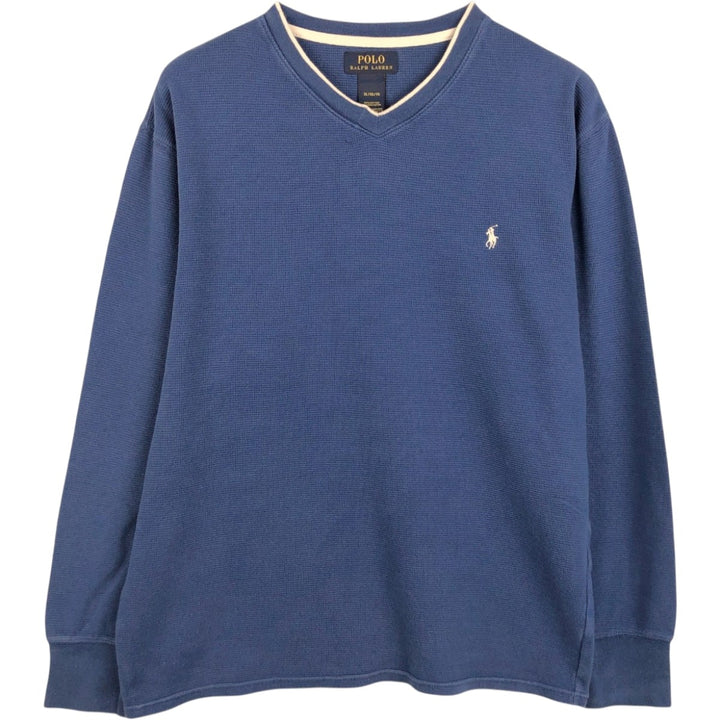 Ralph Lauren POLO RALPH LAUREN Thermal Long T-shirt Waffle Men's XL cotton blue type Vintage Second Hand