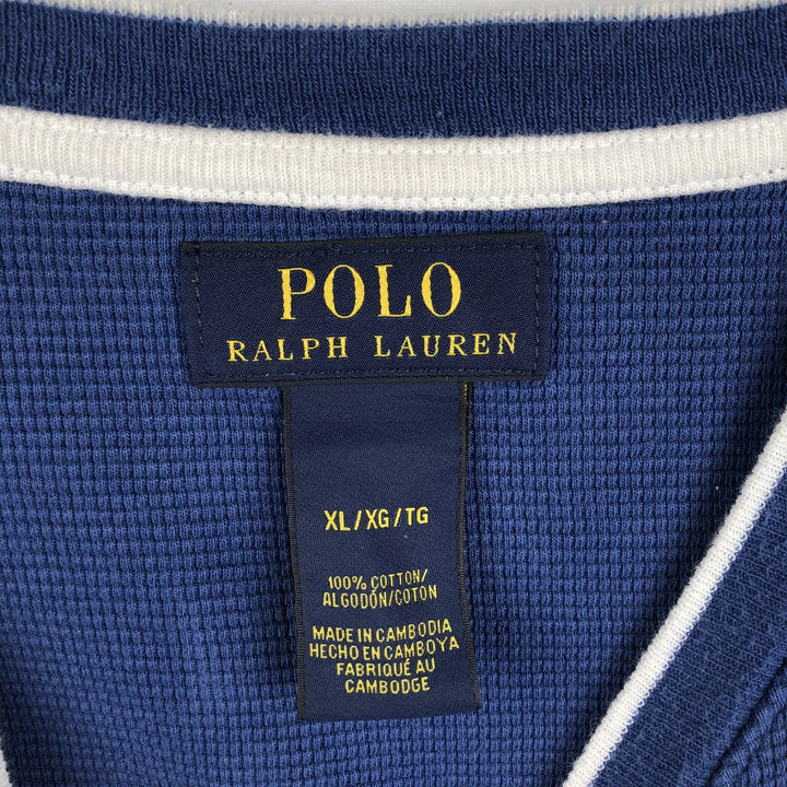 Ralph Lauren POLO RALPH LAUREN Thermal Long T-shirt Waffle Men's XL cotton blue type Vintage Second Hand