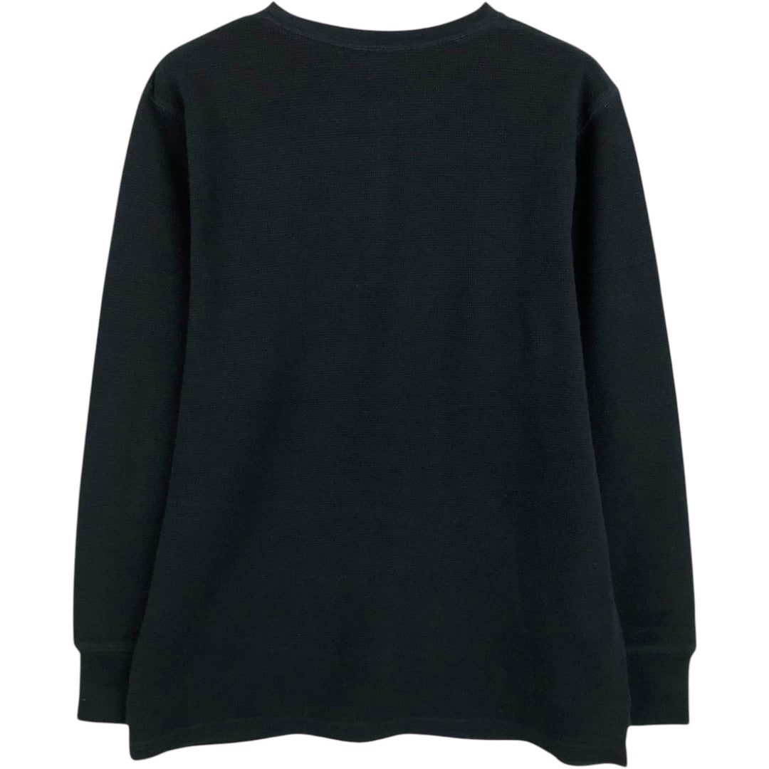 Ralph Lauren POLO RALPH LAUREN SLEEPWEAR Henley neck thermal long sleeve T-shirt waffle men's M equivalent cotton black type Vintage Second Hand