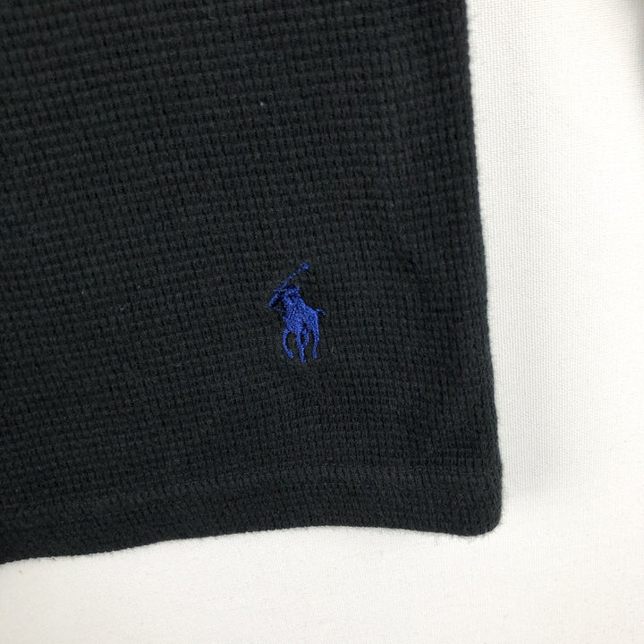 Ralph Lauren POLO RALPH LAUREN SLEEPWEAR Henley neck thermal long sleeve T-shirt waffle men's M equivalent cotton black type Vintage Second Hand