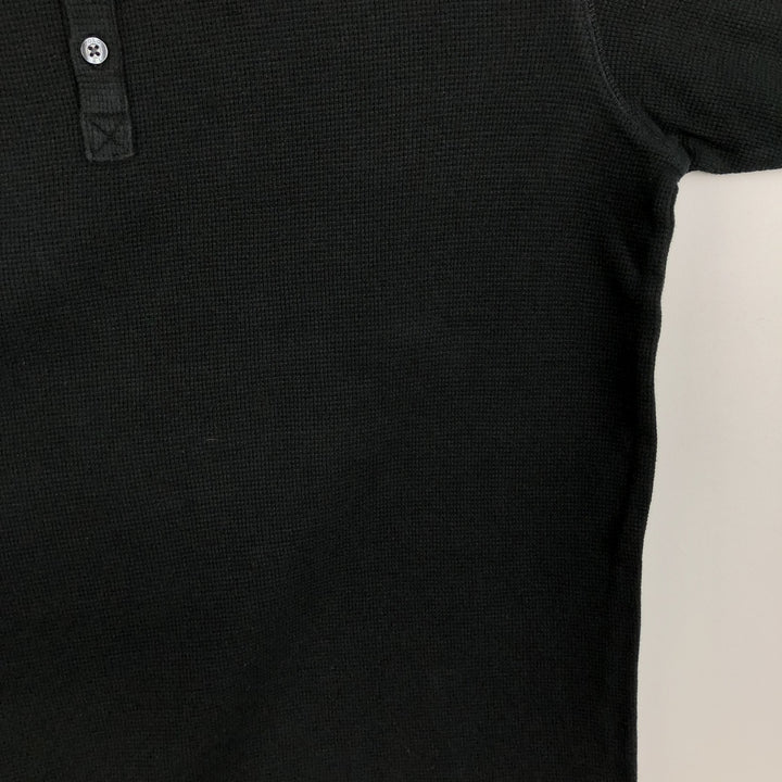 Ralph Lauren POLO RALPH LAUREN SLEEPWEAR Henley neck thermal long sleeve T-shirt waffle men's M equivalent cotton black type Vintage Second Hand