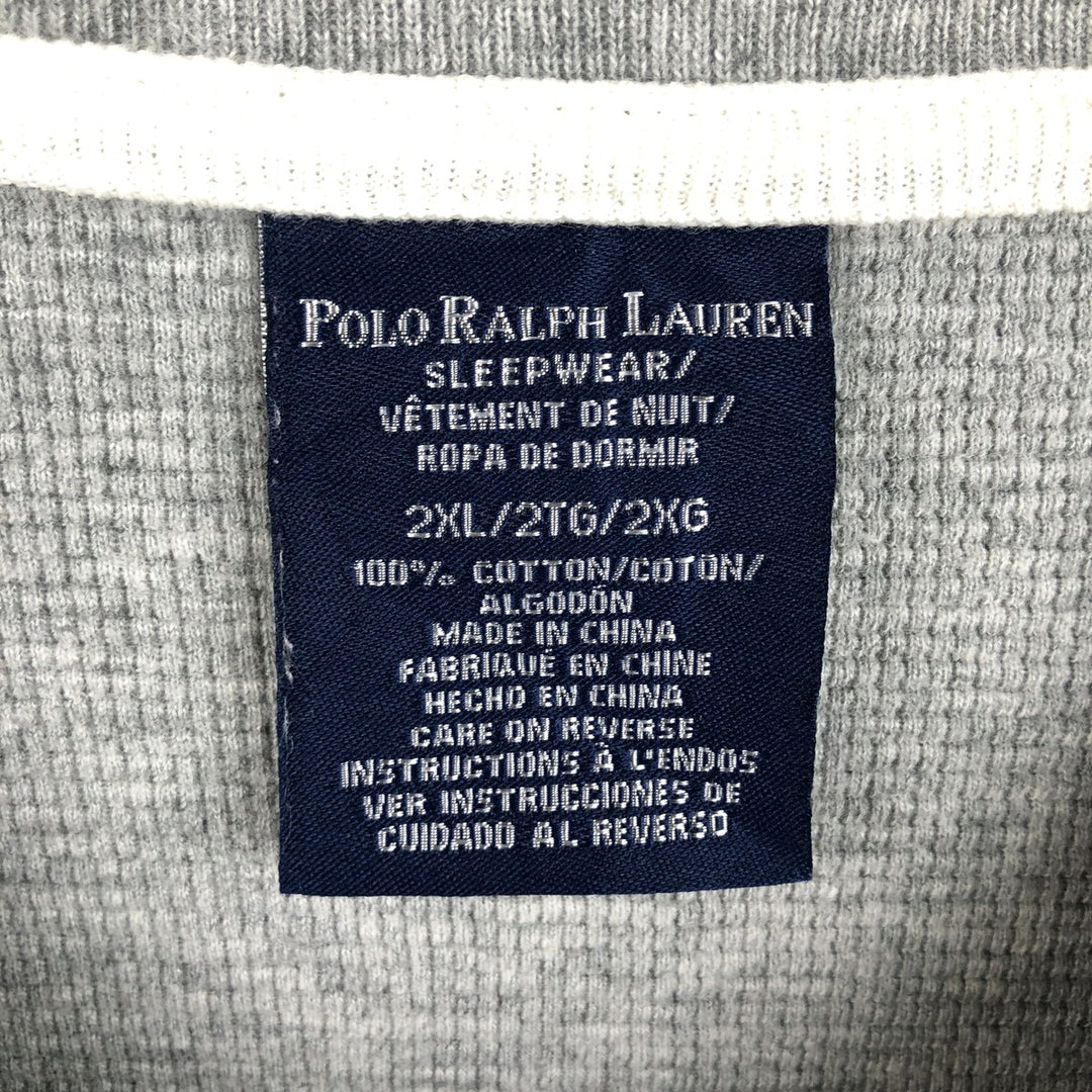 Ralph Lauren POLO RALPH LAUREN SLEEPWEAR Thermal Long T-shirt Waffle Men's XXL cotton gray type Vintage Second Hand