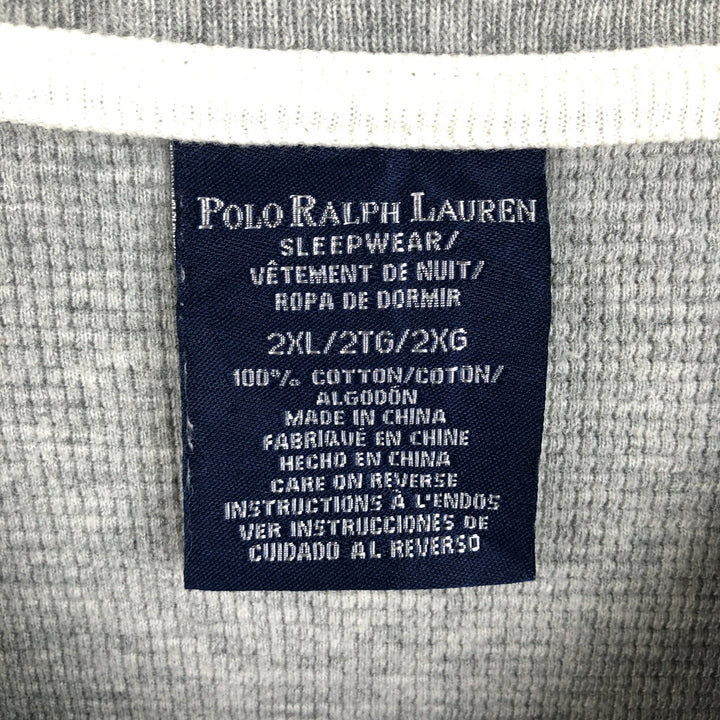 Ralph Lauren POLO RALPH LAUREN SLEEPWEAR Thermal Long T-shirt Waffle Men's XXL cotton gray type Vintage Second Hand