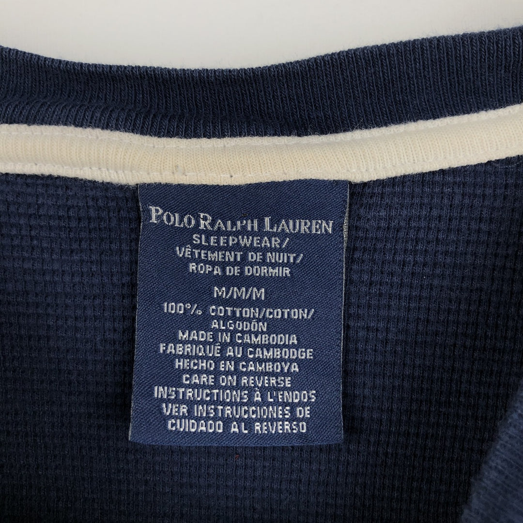 Ralph Lauren Sleepwear Thermal T-Shirt, Waffle, Men's Size M cotton navy blue type Vintage Second Hand