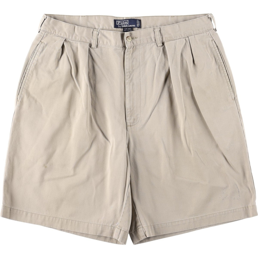 Ralph Lauren POLO by Ralph Lauren TYLER SHORT Two-pleat chino shorts, short pants, men's size W36 cotton Beige type Vintage Second Hand