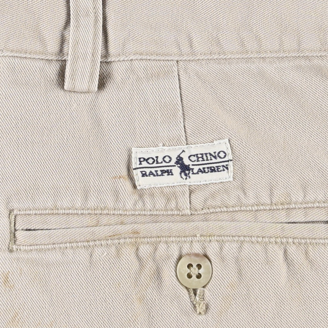 Ralph Lauren POLO by Ralph Lauren TYLER SHORT Two-pleat chino shorts, short pants, men's size W36 cotton Beige type Vintage Second Hand