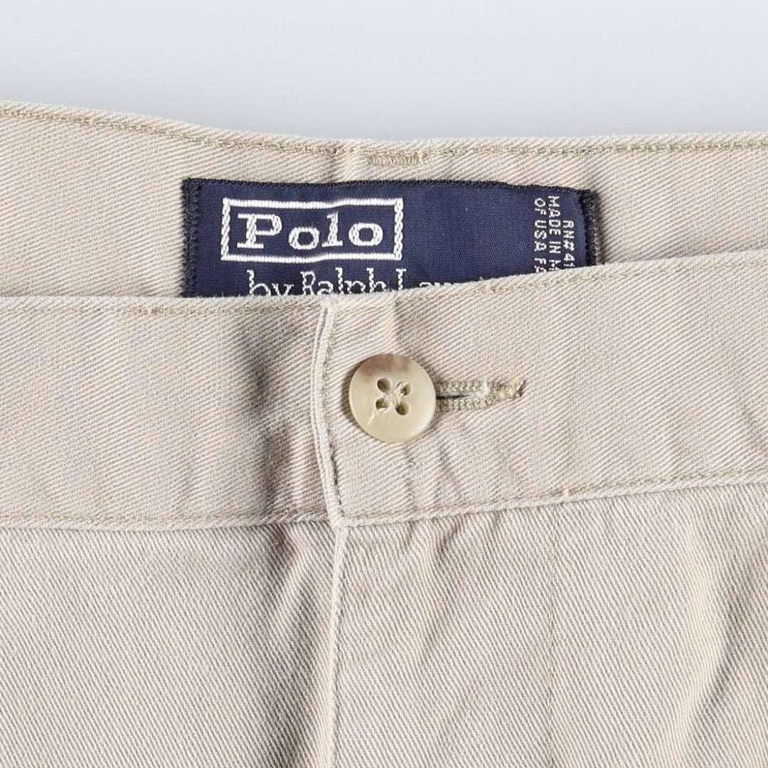 Ralph Lauren POLO by Ralph Lauren TYLER SHORT Two-pleat chino shorts, short pants, men's size W36 cotton Beige type Vintage Second Hand