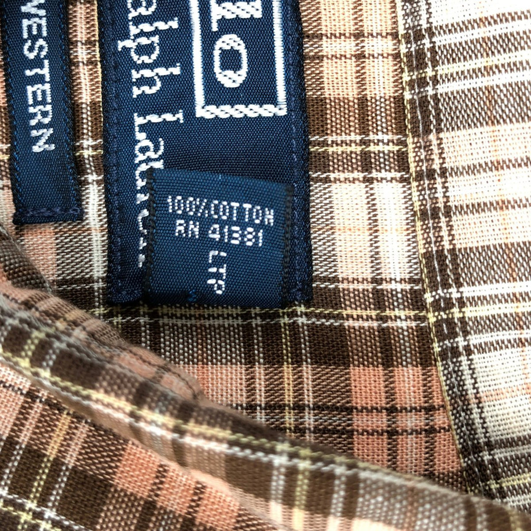Ralph Lauren POLO by Ralph Lauren Check Pattern Long-Sleeve Western Shirt, Men's Size L (approx.) cotton Beige type Vintage Second Hand
