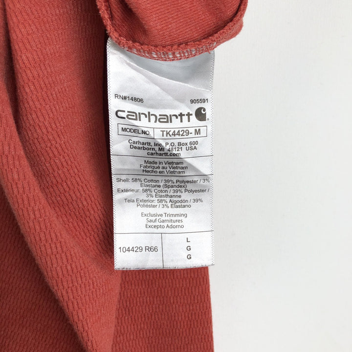 Carhartt Relaxed Fit Henley Neck Thermal Long Tee, Honeycomb, Men's Size L cotton red type reddish brown Vintage Second Hand