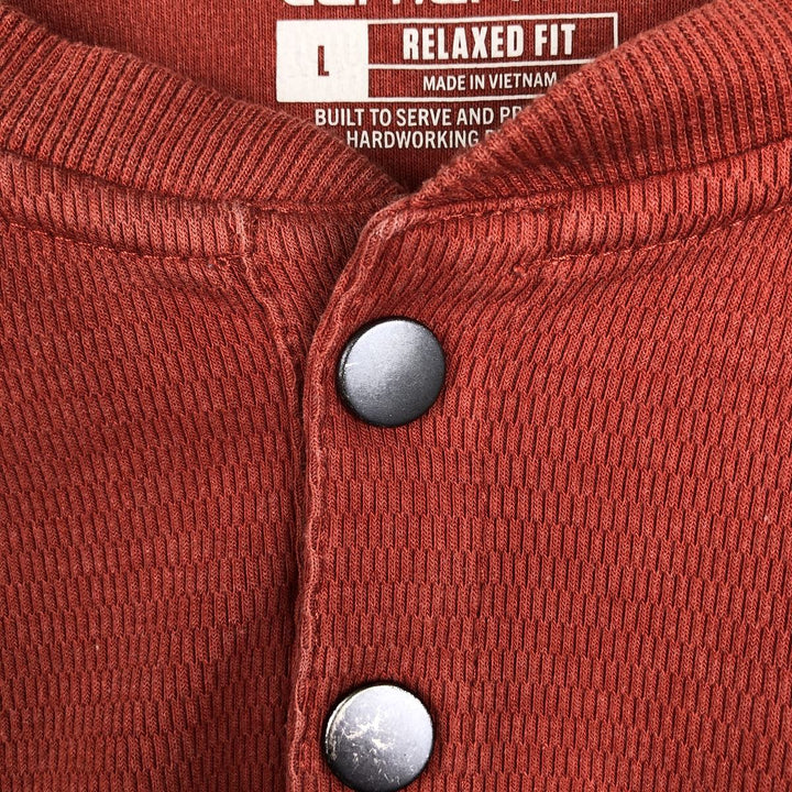 Carhartt Relaxed Fit Henley Neck Thermal Long Tee, Honeycomb, Men's Size L cotton red type reddish brown Vintage Second Hand