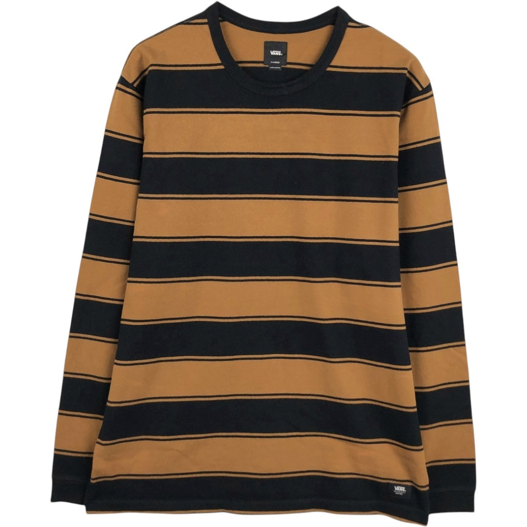 Vans striped pattern long-sleeved T-shirt, men's size XL equivalent. unclear black type Vintage Second Hand