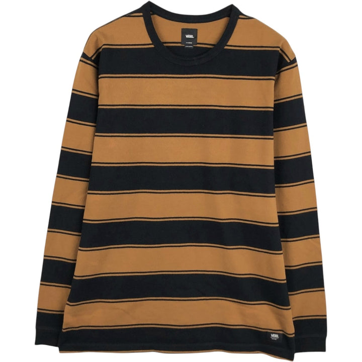 Vans striped pattern long-sleeved T-shirt, men's size XL equivalent. unclear black type Vintage Second Hand