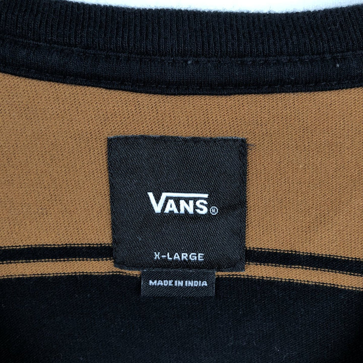 Vans striped pattern long-sleeved T-shirt, men's size XL equivalent. unclear black type Vintage Second Hand