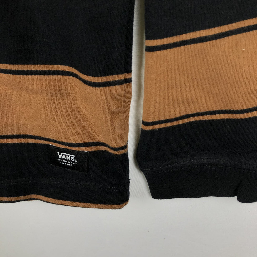 Vans striped pattern long-sleeved T-shirt, men's size XL equivalent. unclear black type Vintage Second Hand