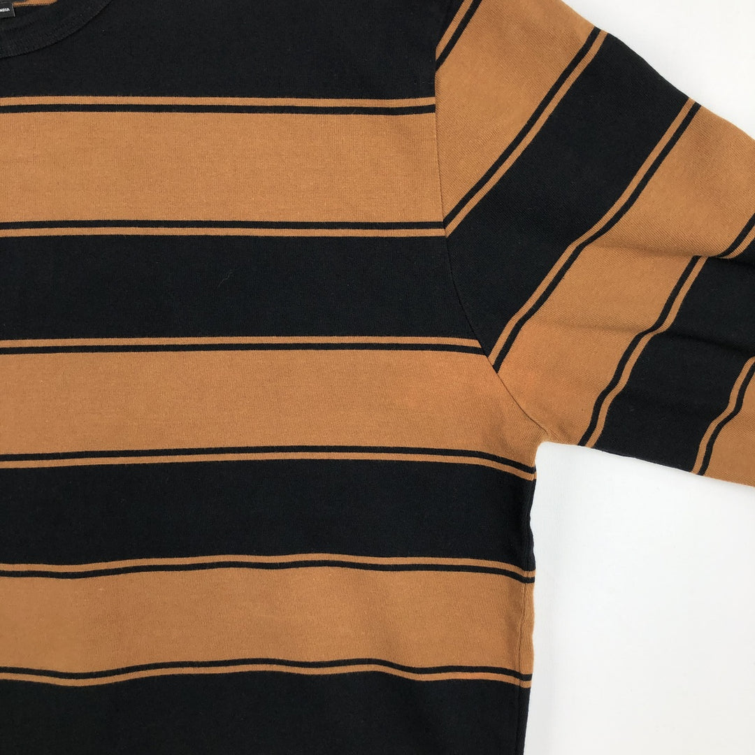 Vans striped pattern long-sleeved T-shirt, men's size XL equivalent. unclear black type Vintage Second Hand