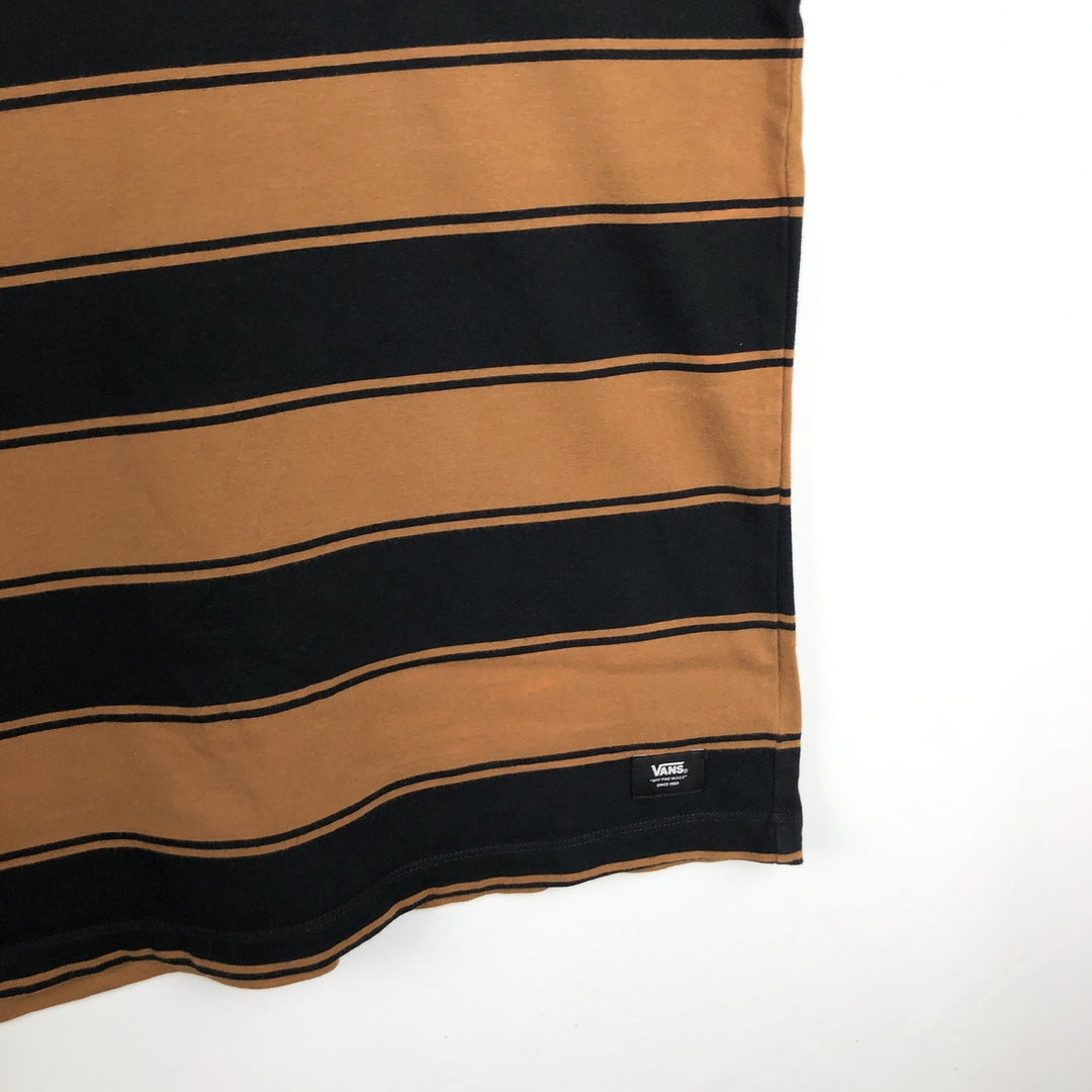 Vans striped pattern long-sleeved T-shirt, men's size XL equivalent. unclear black type Vintage Second Hand
