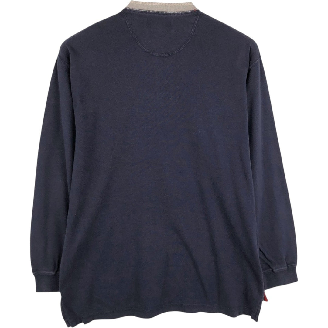 Ralph Lauren CHAPS Henley Neck Long-Sleeve T-Shirt (Men's Size S) cotton navy blue type Vintage Second Hand