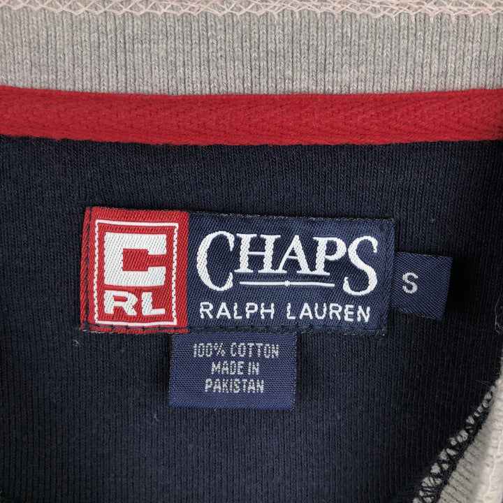 Ralph Lauren CHAPS Henley Neck Long-Sleeve T-Shirt (Men's Size S) cotton navy blue type Vintage Second Hand