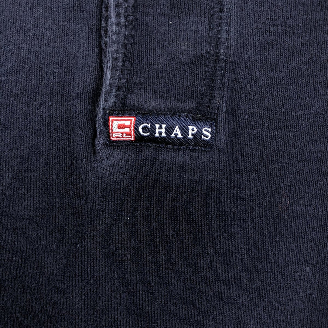 Ralph Lauren CHAPS Henley Neck Long-Sleeve T-Shirt (Men's Size S) cotton navy blue type Vintage Second Hand