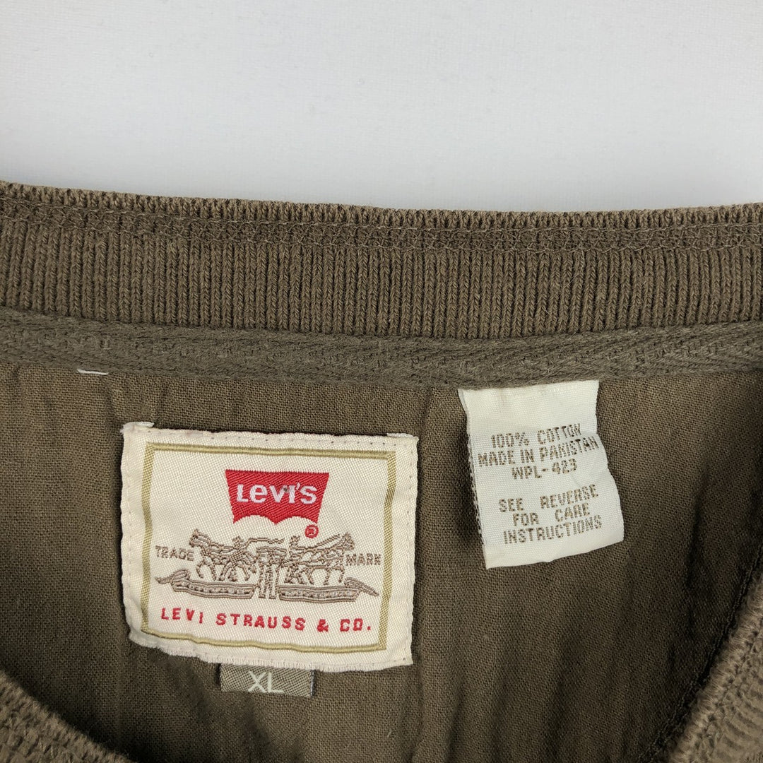 Levi's Thermal Long-Sleeve Waffle T-Shirt, Men's Size XL (equivalent) cotton Khaki type Vintage Second Hand