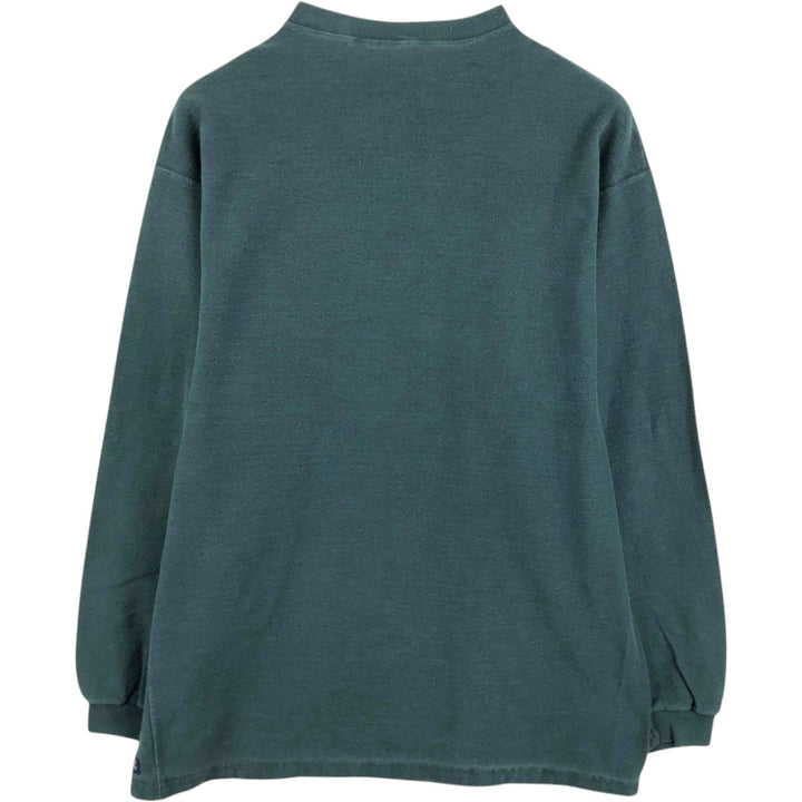 Jansport Loyola College Henley Neck Long-Sleeve T-Shirt, Made in USA, Men's Size L (approx.) cotton black type Vintage Second Hand