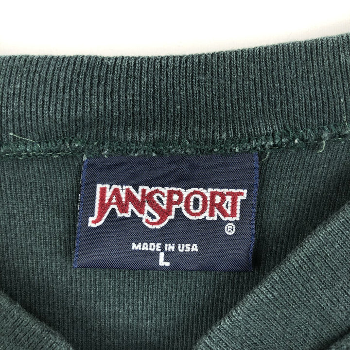 Jansport Loyola College Henley Neck Long-Sleeve T-Shirt, Made in USA, Men's Size L (approx.) cotton black type Vintage Second Hand