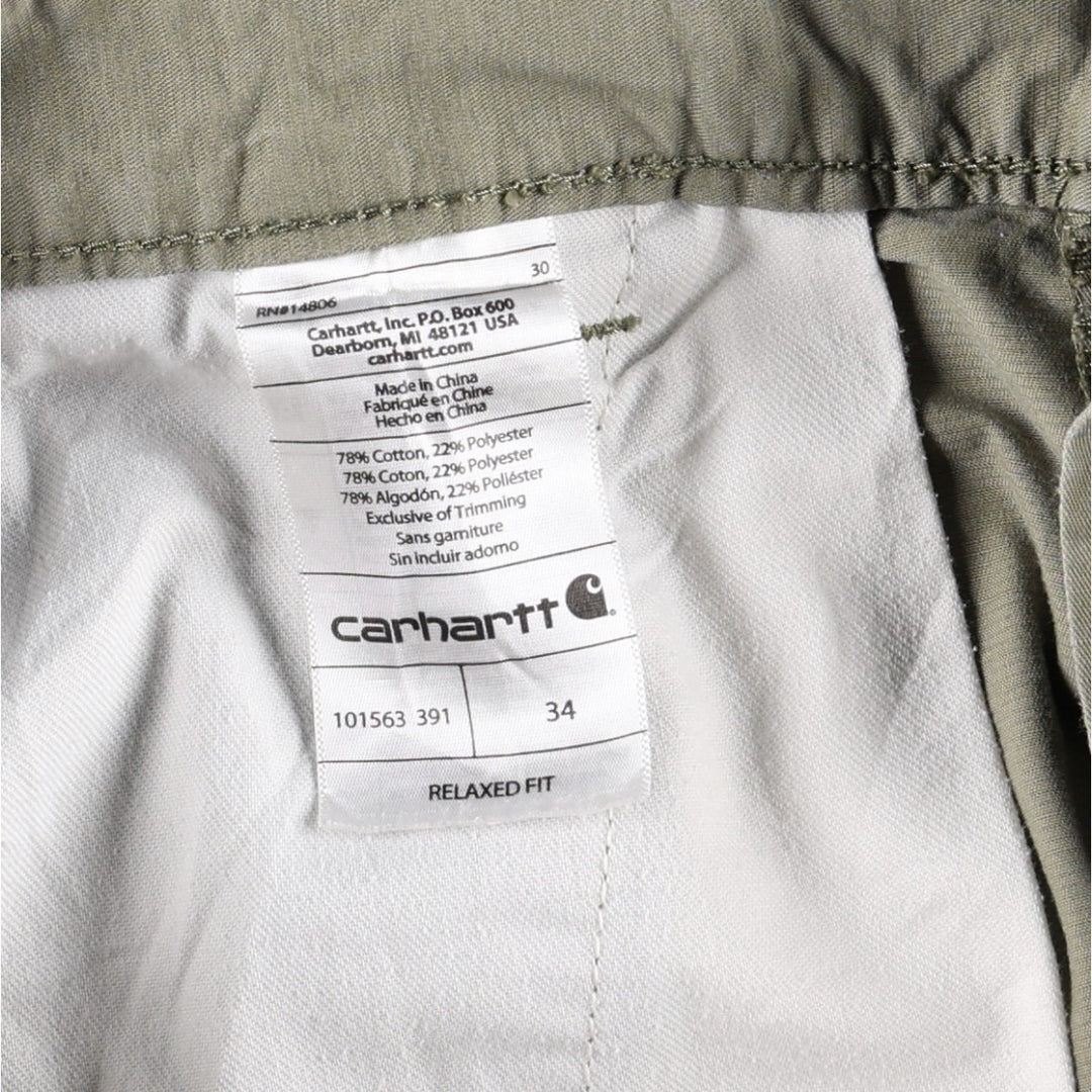 Carhartt Relaxed Fit Work Shorts, Men's Size W35 (approx.) cotton Khaki type Vintage Second Hand