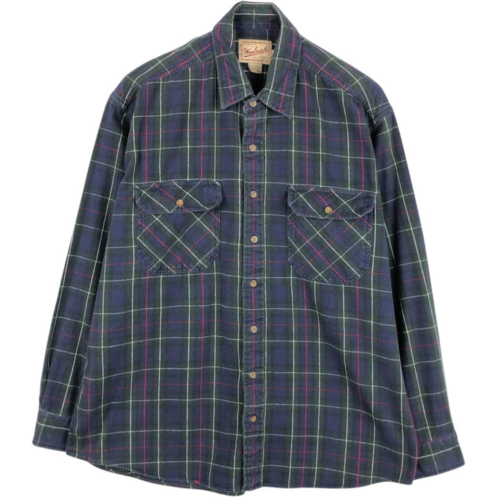 2000'S Woolrich flannel check shirt, men's size XL (approx.) cotton navy blue type Vintage Second Hand