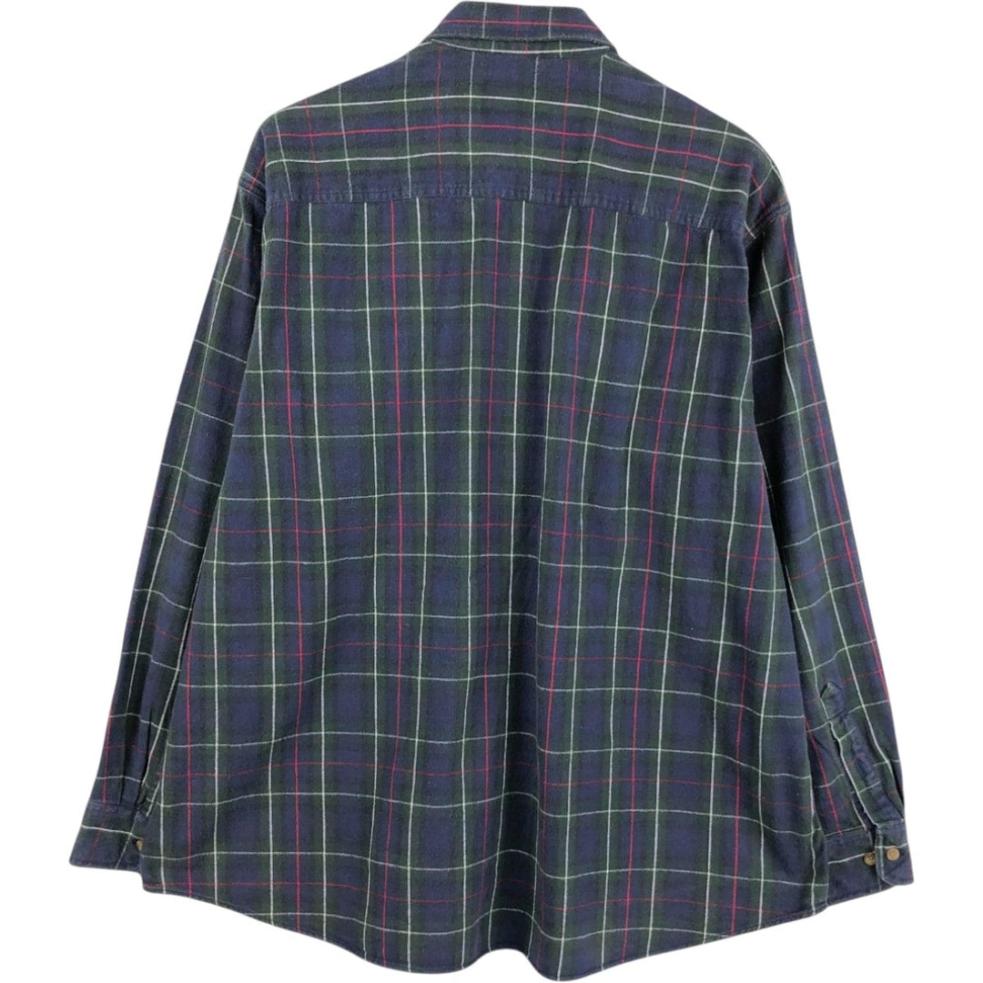 2000'S Woolrich flannel check shirt, men's size XL (approx.) cotton navy blue type Vintage Second Hand