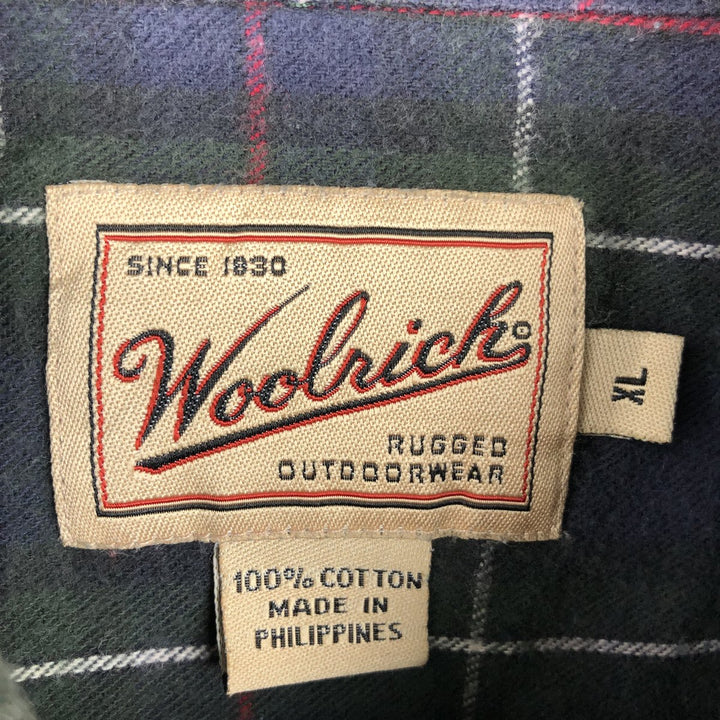 2000'S Woolrich flannel check shirt, men's size XL (approx.) cotton navy blue type Vintage Second Hand