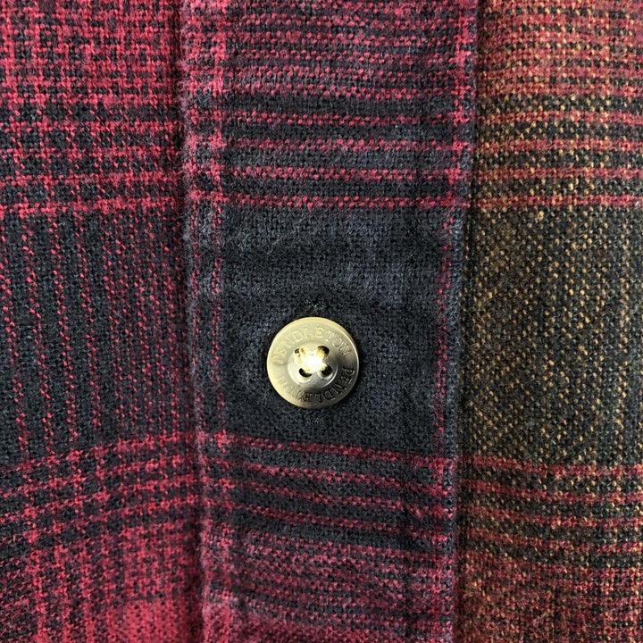 Pendleton Mason long-sleeved button-down flannel check shirt, men's size M cotton red type Vintage Second Hand