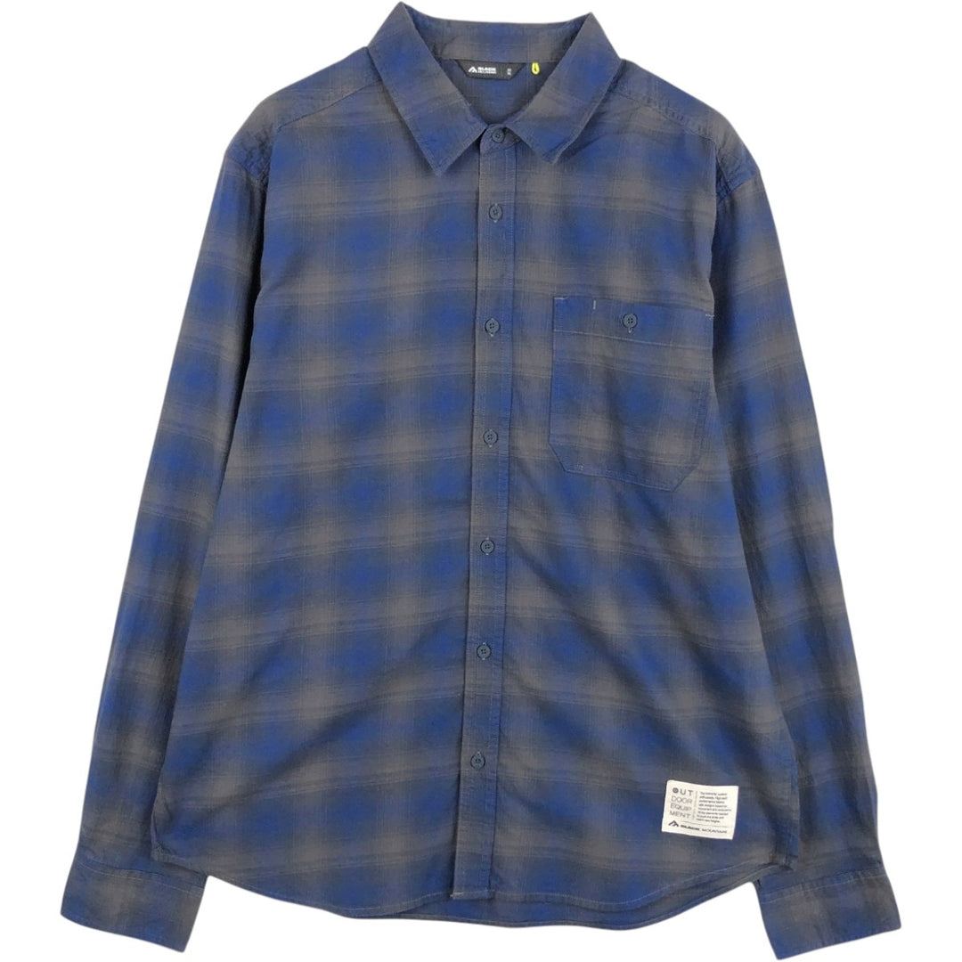 BLACK MOUNTAIN Long-Sleeve Light Flannel Check Shirt, Men's Size XL (approx.) Organic cotton blue type Vintage Second Hand
