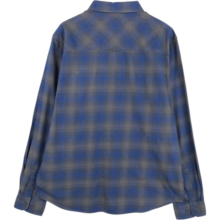 BLACK MOUNTAIN Long-Sleeve Light Flannel Check Shirt, Men's Size XL (approx.) Organic cotton blue type Vintage Second Hand
