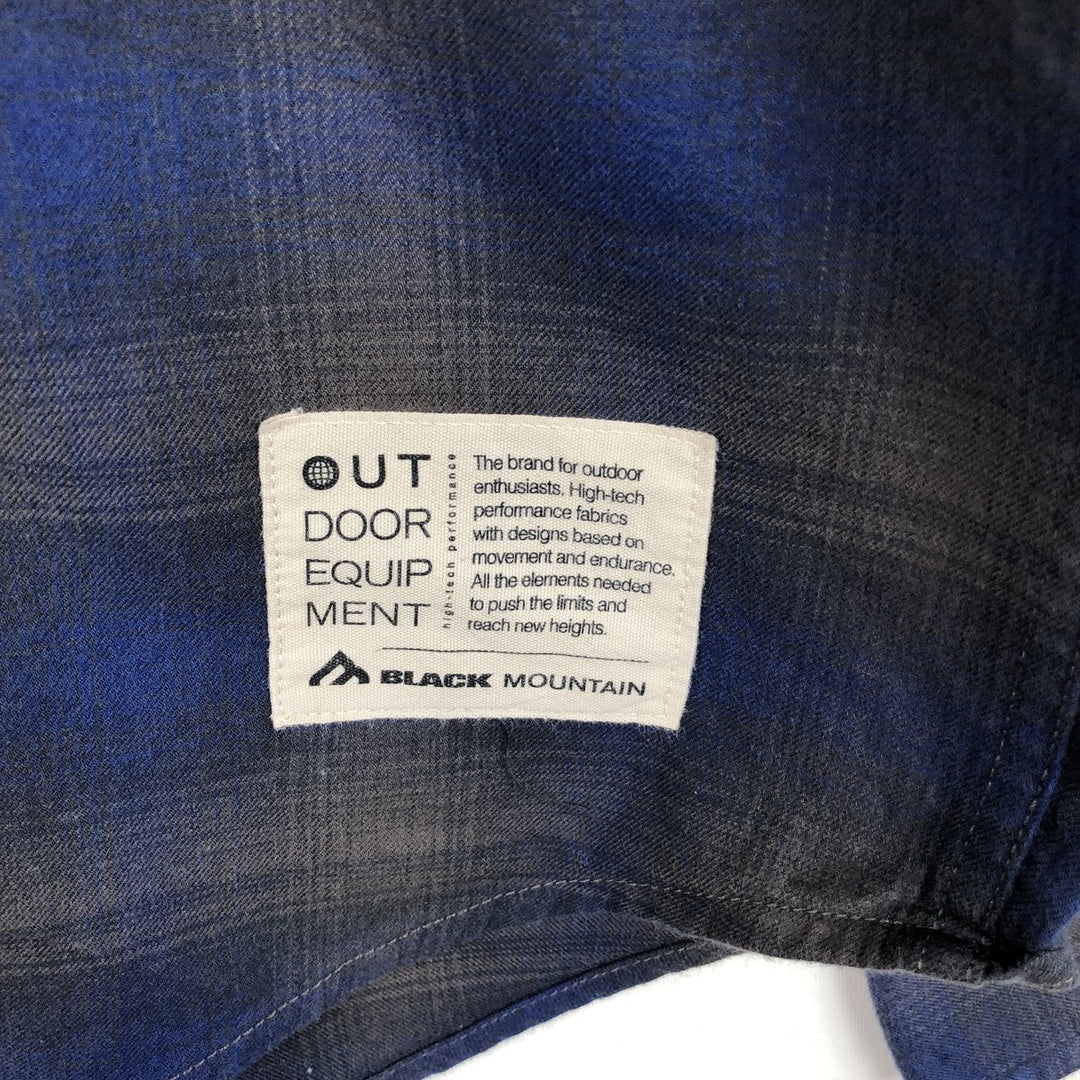 BLACK MOUNTAIN Long-Sleeve Light Flannel Check Shirt, Men's Size XL (approx.) Organic cotton blue type Vintage Second Hand