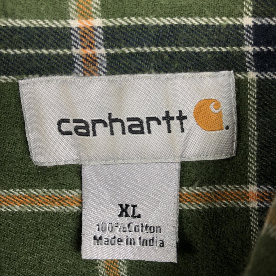 Carhartt Long Sleeve Lightflannel Check Shirt, Men's XL cotton Green type dark green Vintage Second Hand