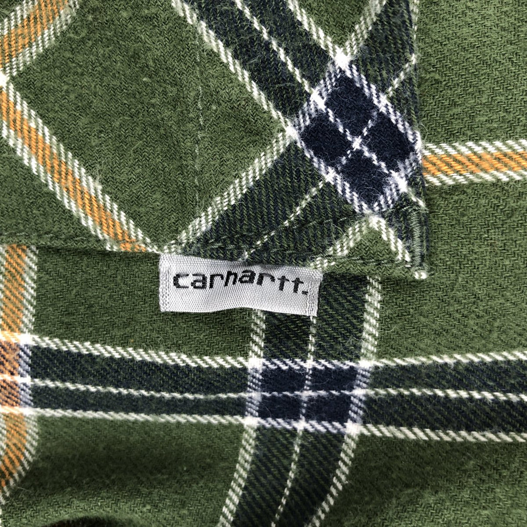 Carhartt Long Sleeve Lightflannel Check Shirt, Men's XL cotton Green type dark green Vintage Second Hand