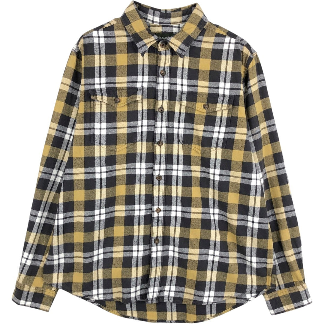 Eddie Bauer Lightflannel Check Shirt, Men's Size L cotton yellow type Vintage Second Hand